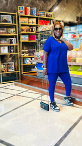 CUTTIE 2PC V-NECK LOUNGE SET (Royal blue)